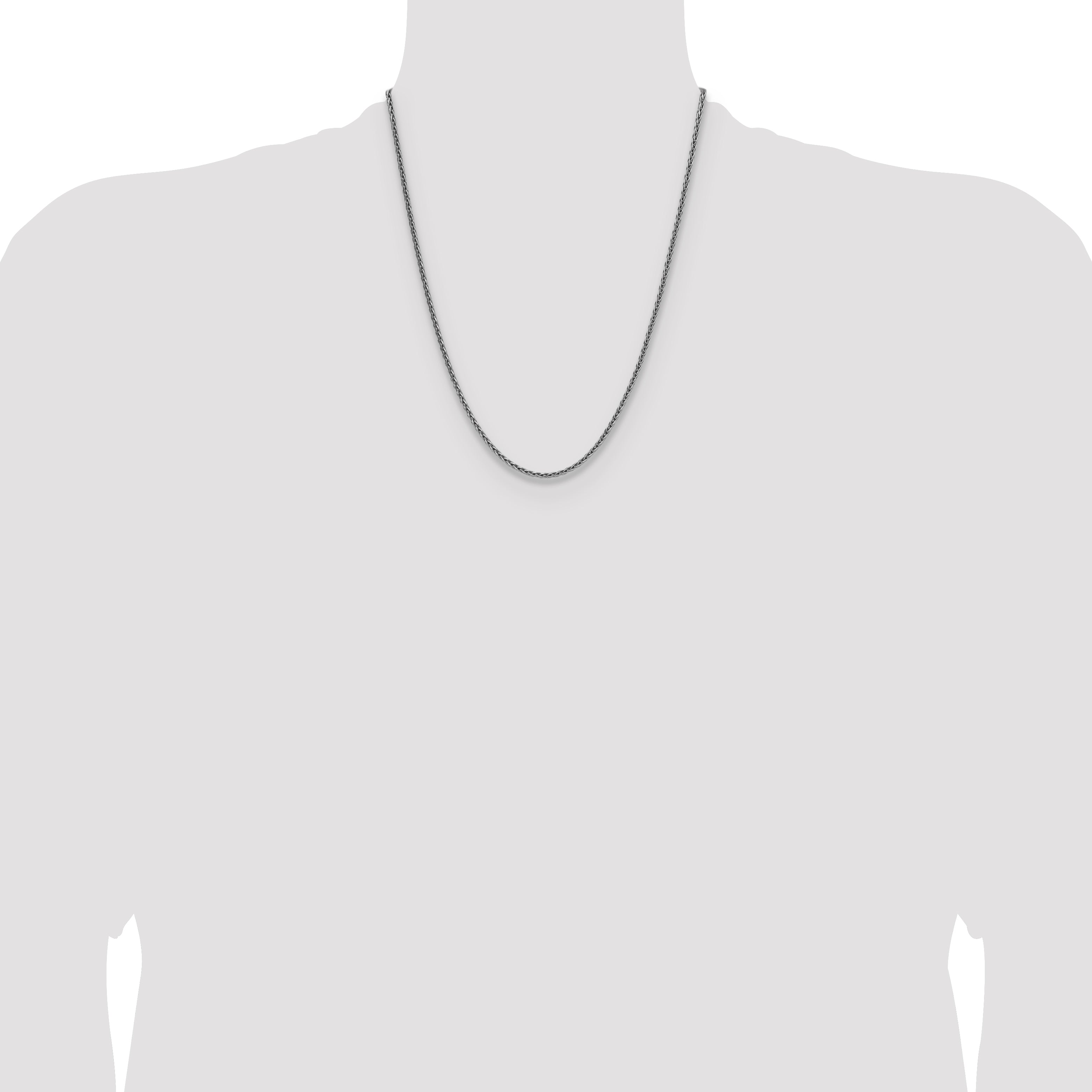 Sterling Silver Rhodium-plated 2.5mm Diamond-cut Square Spiga Chain