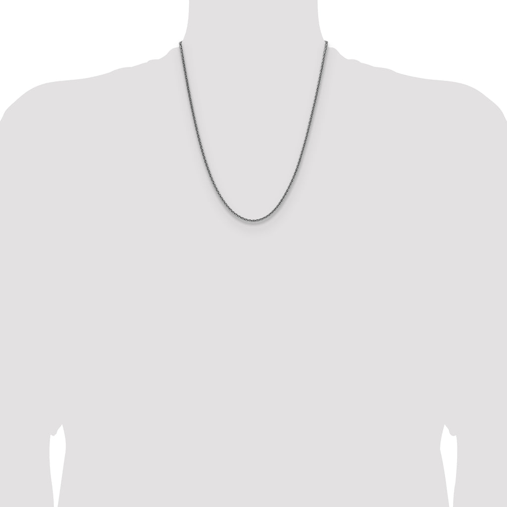 Sterling Silver Rhodium-plated 2.5mm Diamond-cut Square Spiga Chain