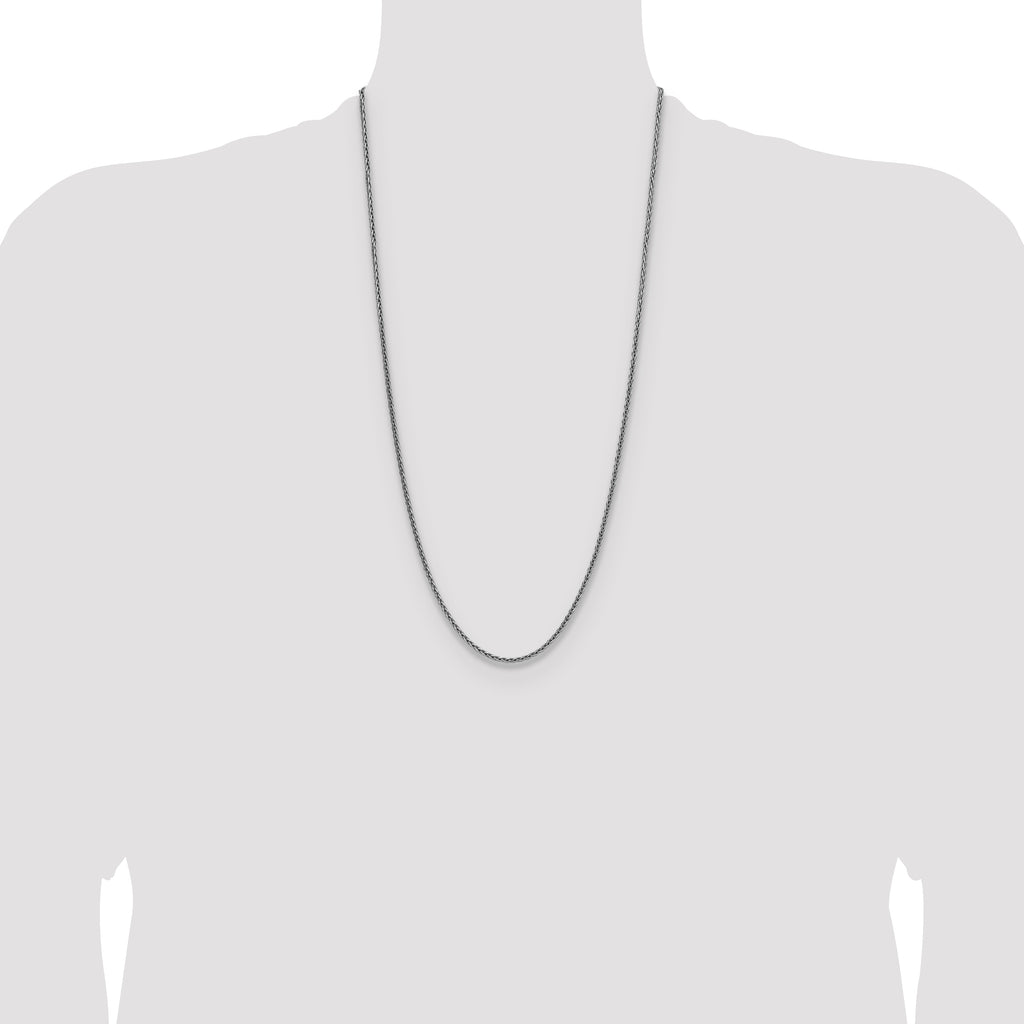 Sterling Silver Rhodium-plated 2.5mm Diamond-cut Square Spiga Chain