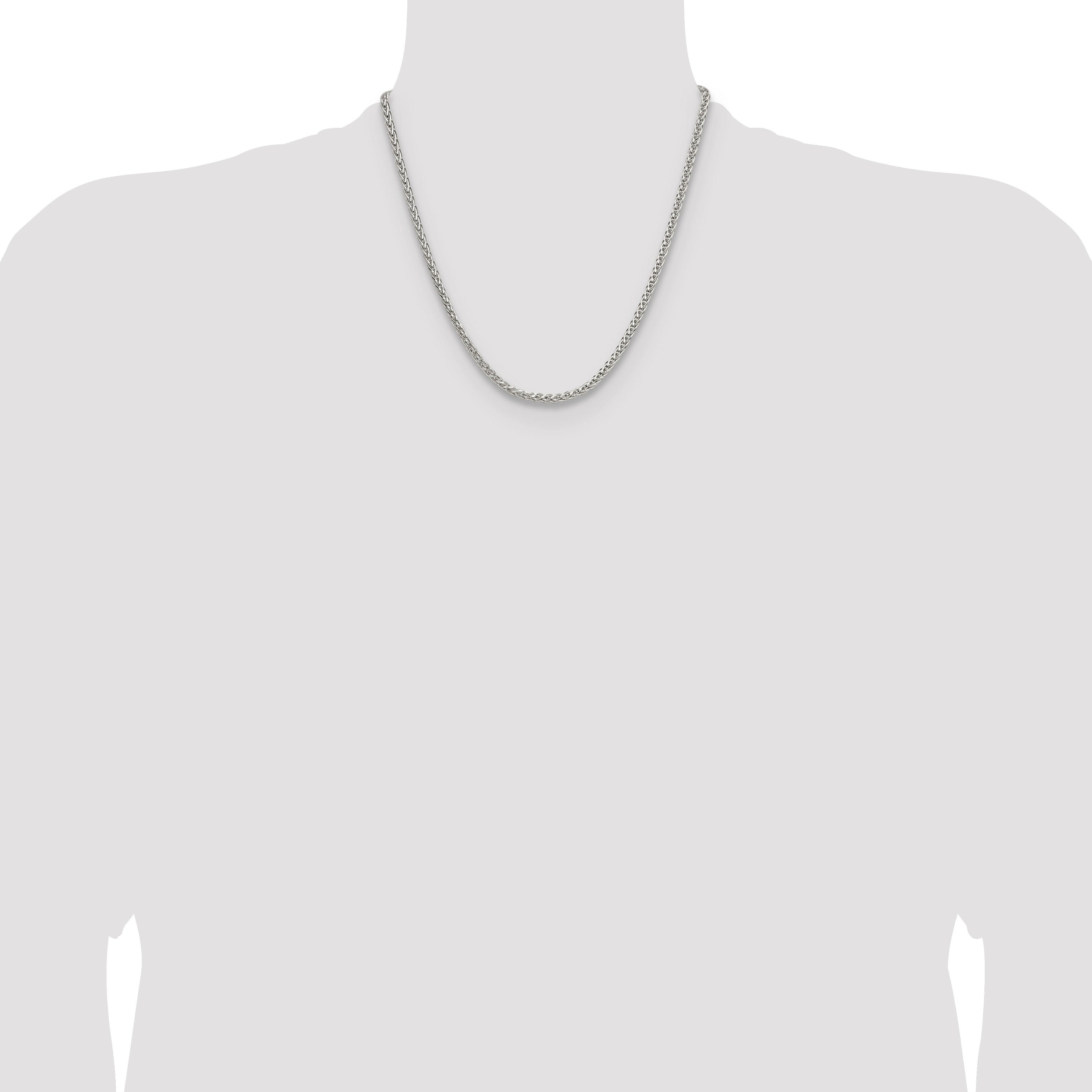 Sterling Silver 3.5mm Diamond-cut Square Spiga Chain