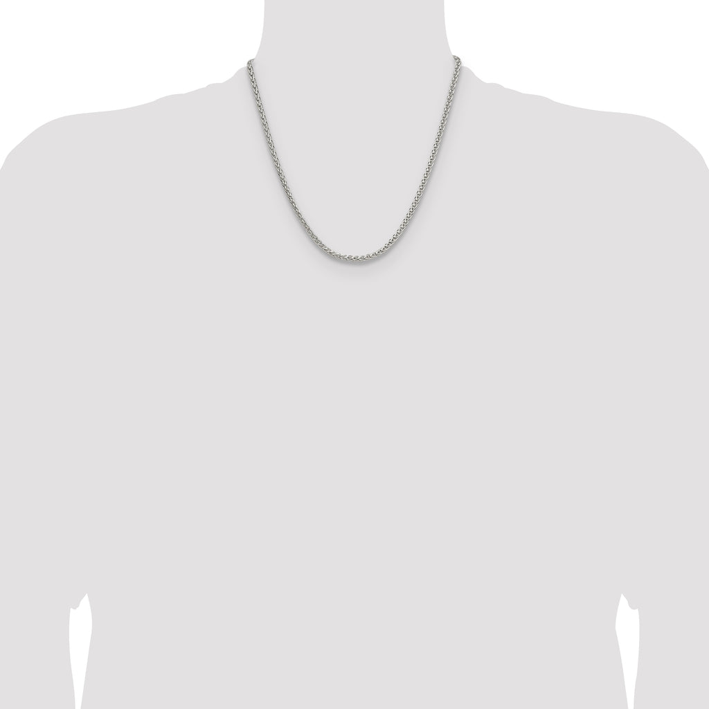 Sterling Silver 3.5mm Diamond-cut Square Spiga Chain