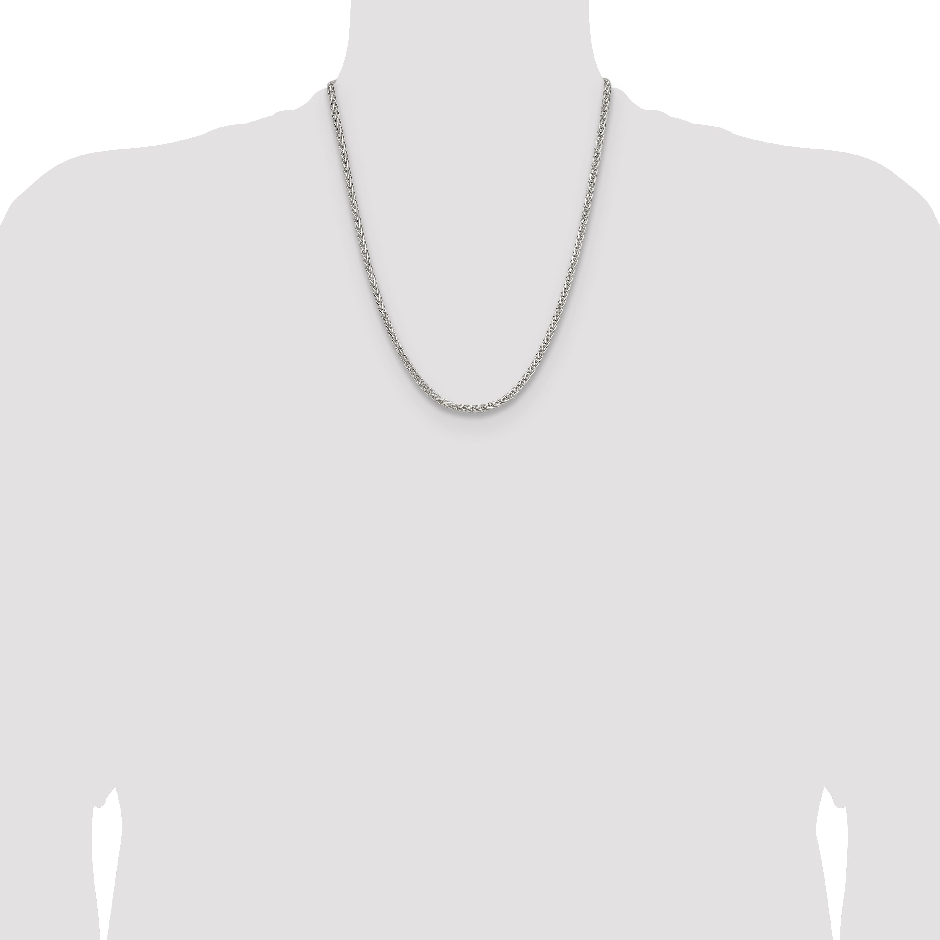 Sterling Silver 3.5mm Diamond-cut Square Spiga Chain