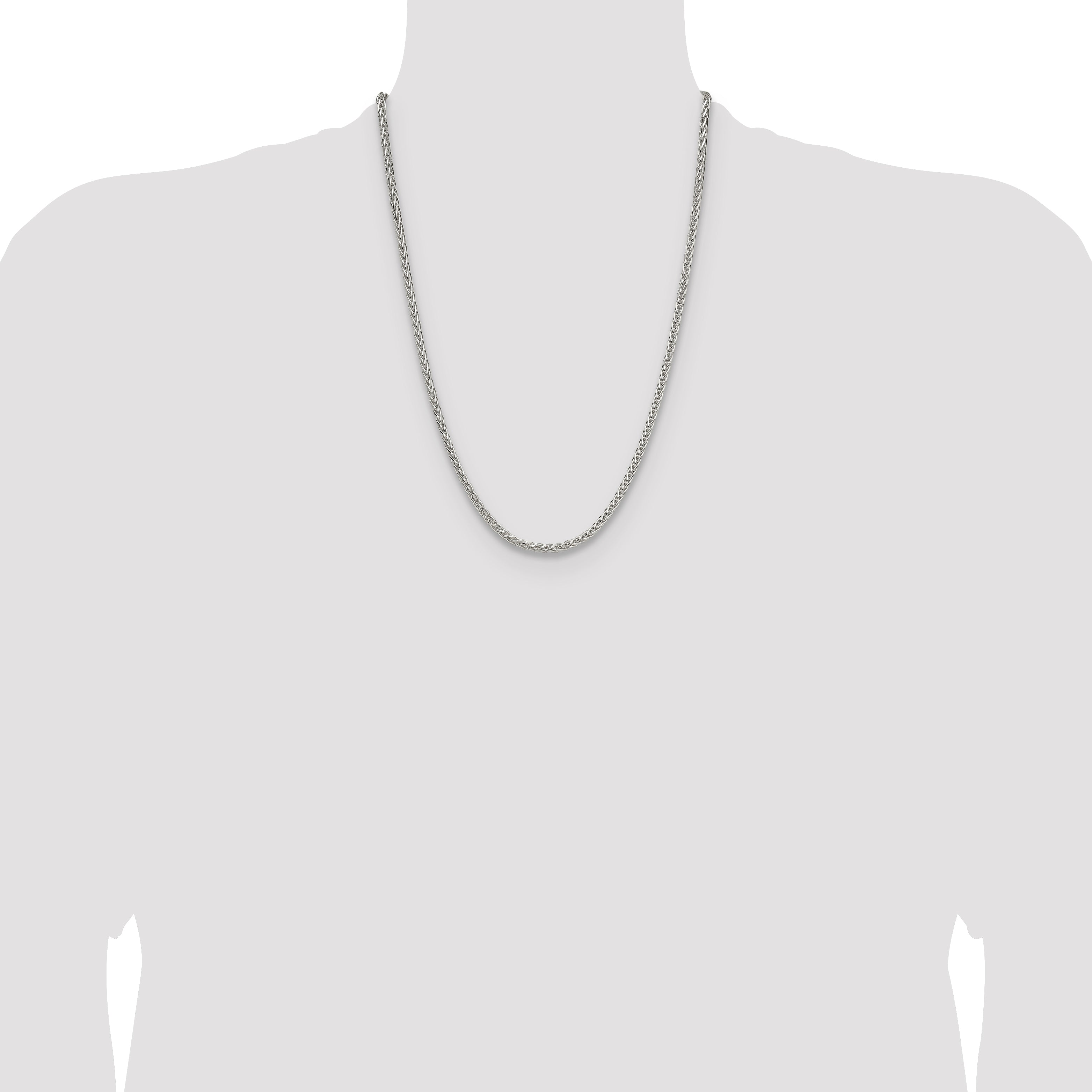 Sterling Silver 3.5mm Diamond-cut Square Spiga Chain