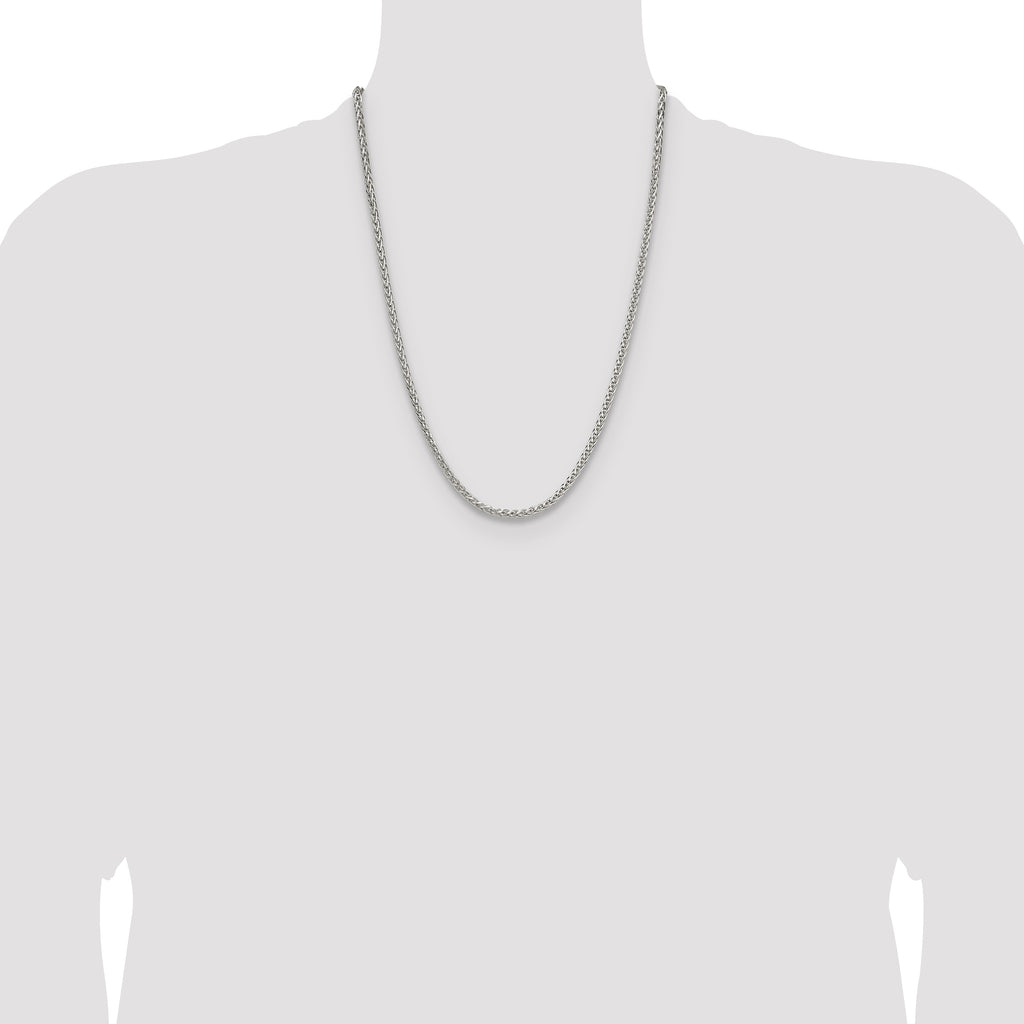 Sterling Silver 3.5mm Diamond-cut Square Spiga Chain