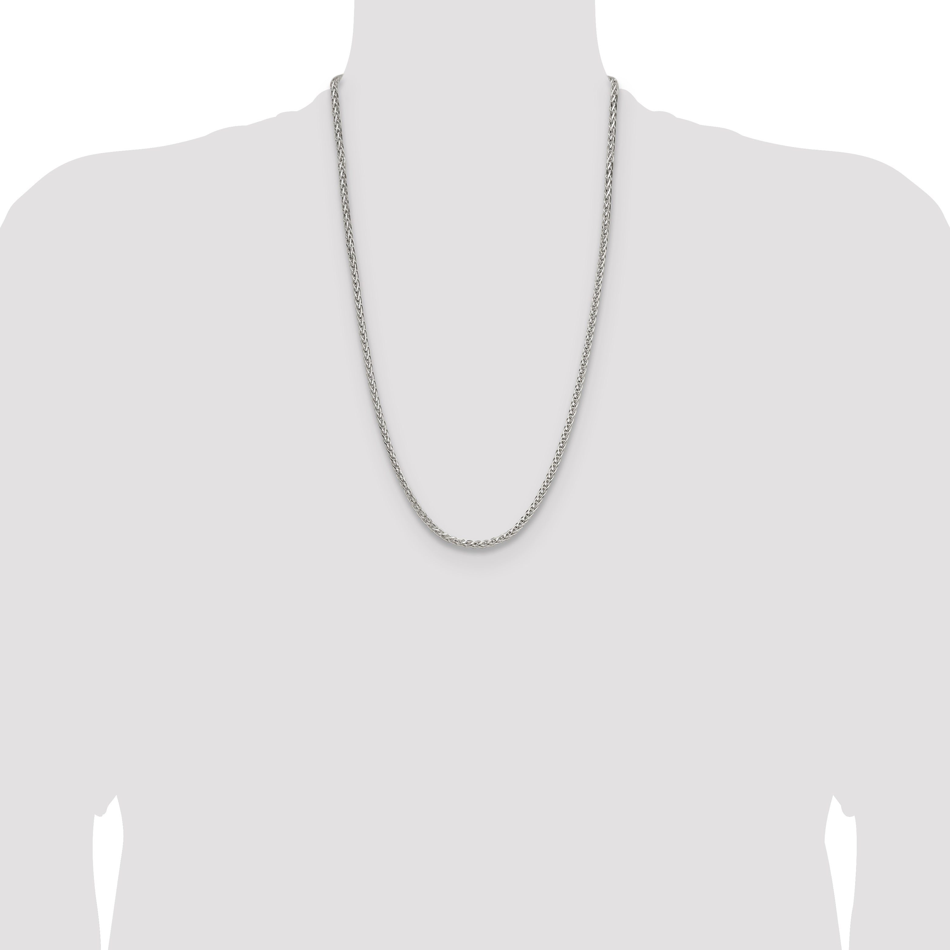 Sterling Silver 3.5mm Diamond-cut Square Spiga Chain