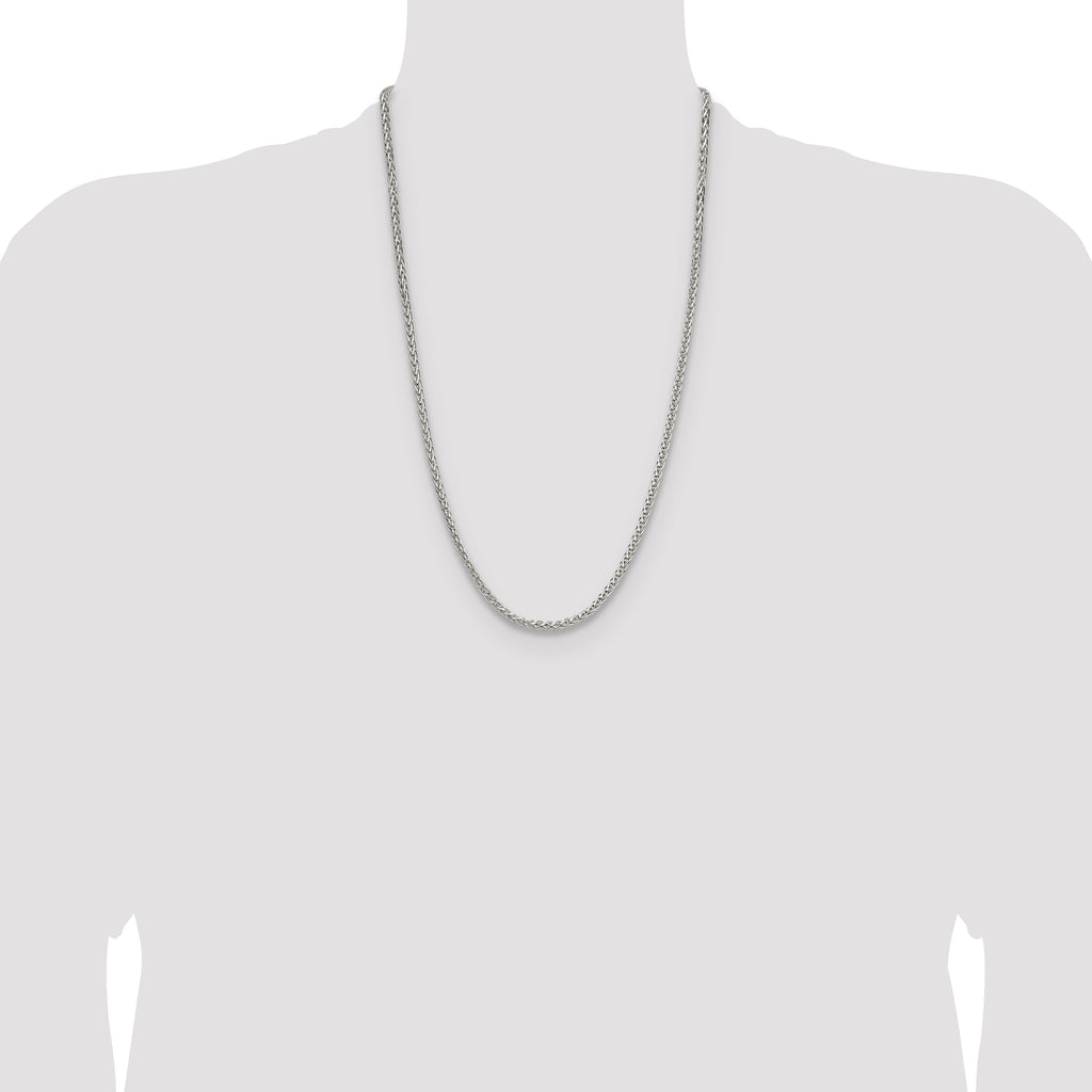 Sterling Silver 3.5mm Diamond-cut Square Spiga Chain