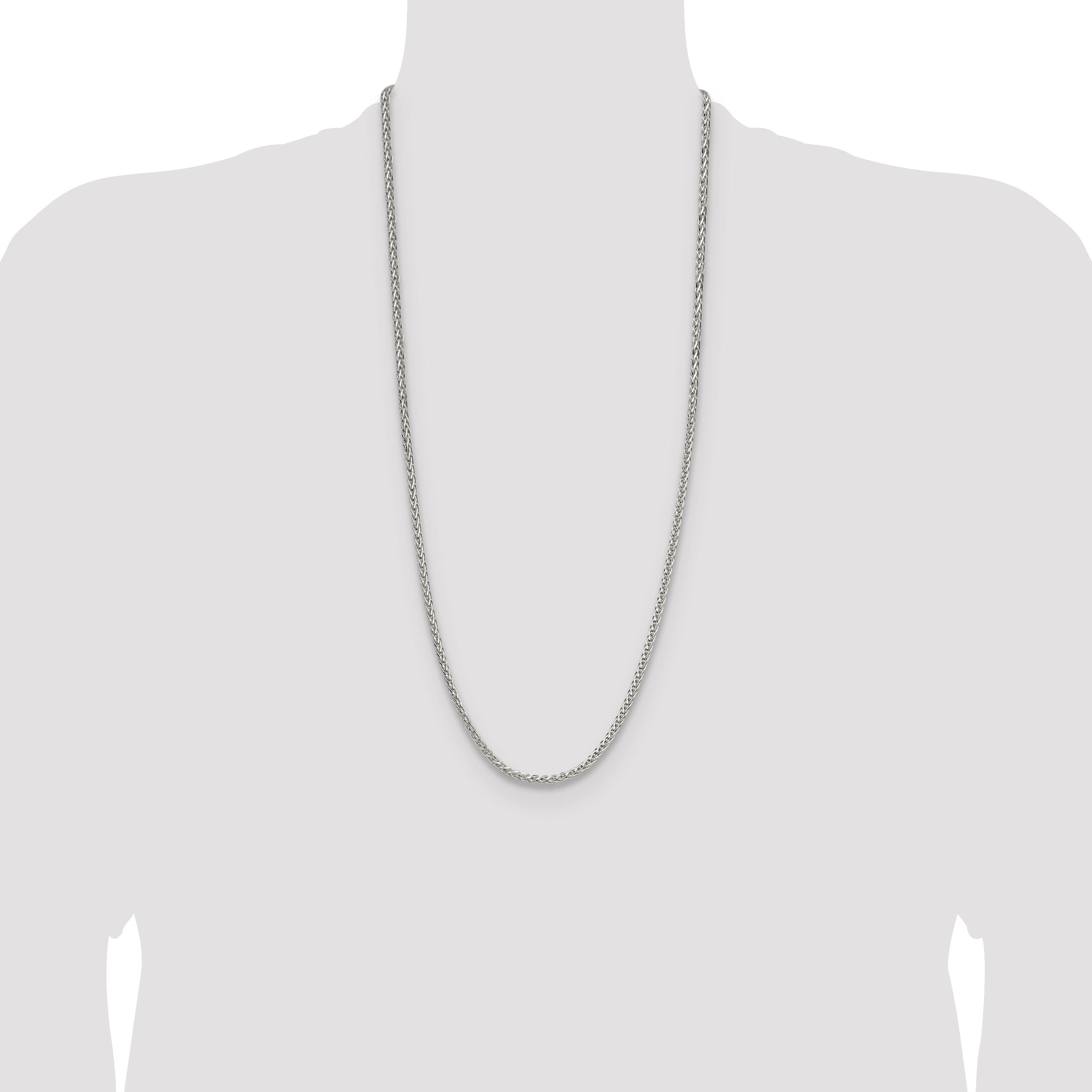 Sterling Silver 3.5mm Diamond-cut Square Spiga Chain