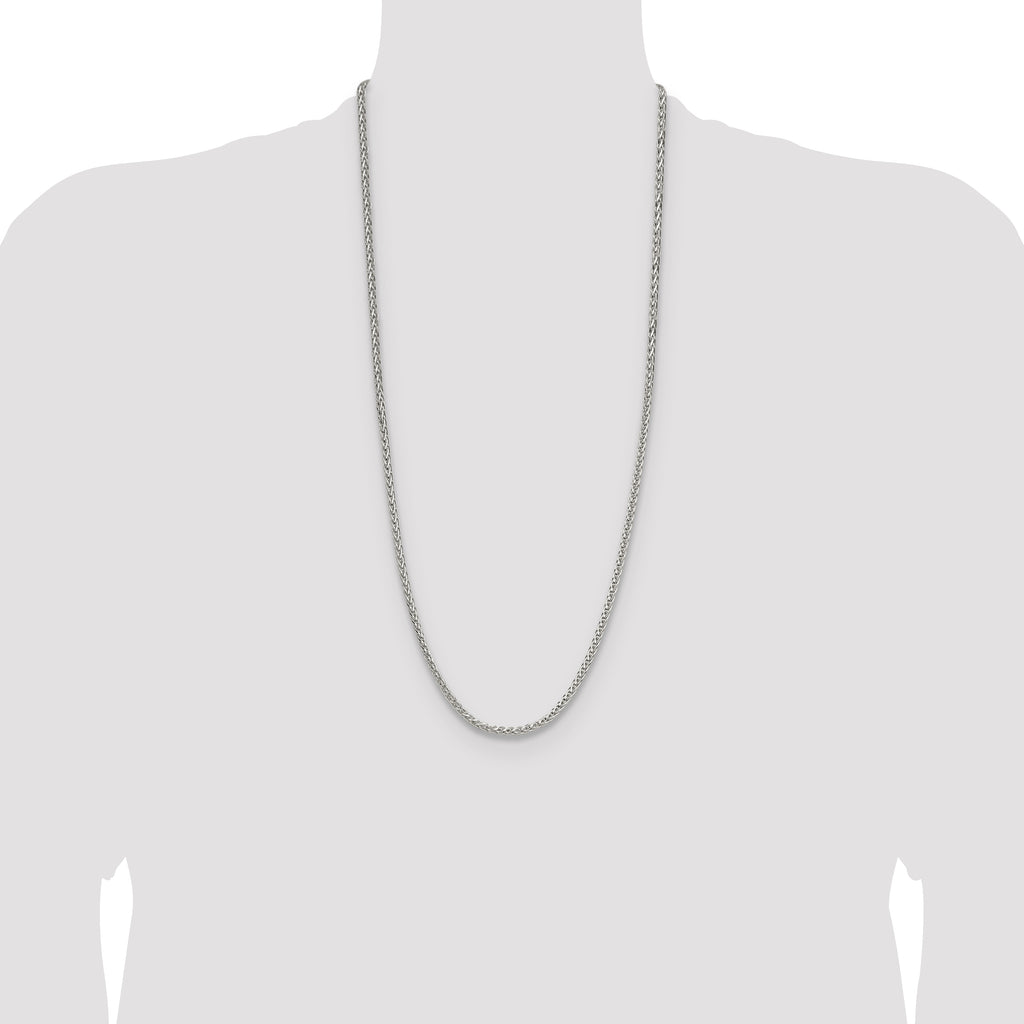 Sterling Silver 3.5mm Diamond-cut Square Spiga Chain