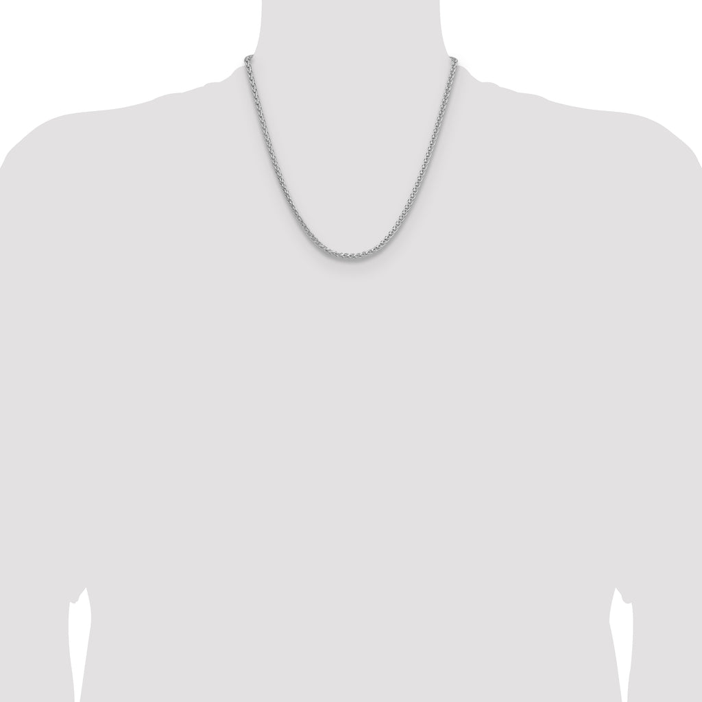 Sterling Silver Rhodium-plated 3.5mm Diamond-cut Square Spiga Chain