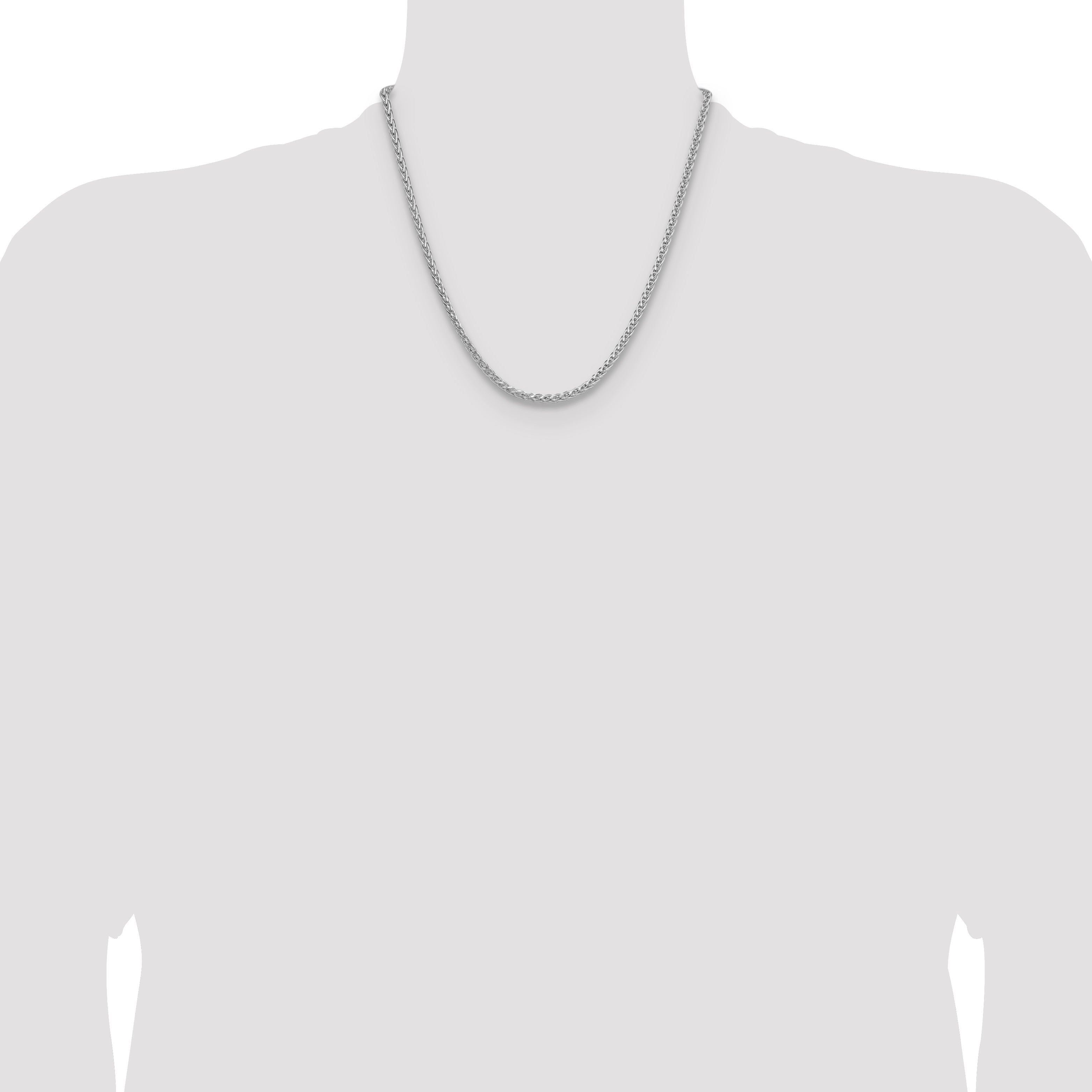 Sterling Silver Rhodium-plated 3.5mm Diamond-cut Square Spiga Chain