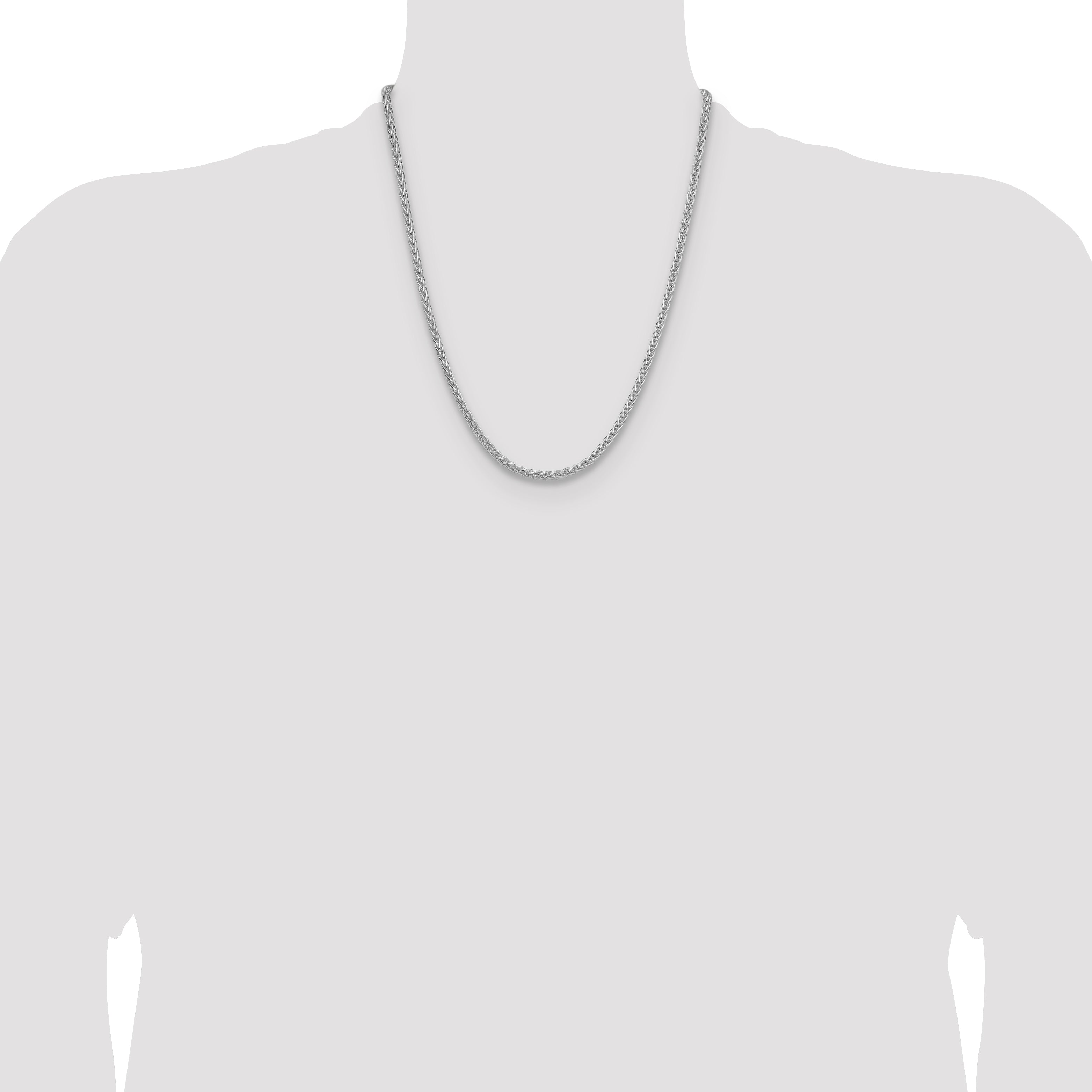 Sterling Silver Rhodium-plated 3.5mm Diamond-cut Square Spiga Chain