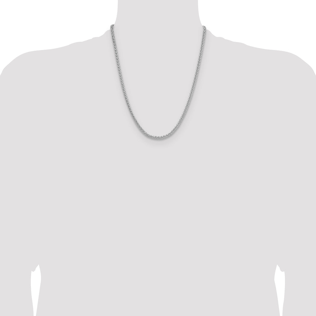 Sterling Silver Rhodium-plated 3.5mm Diamond-cut Square Spiga Chain