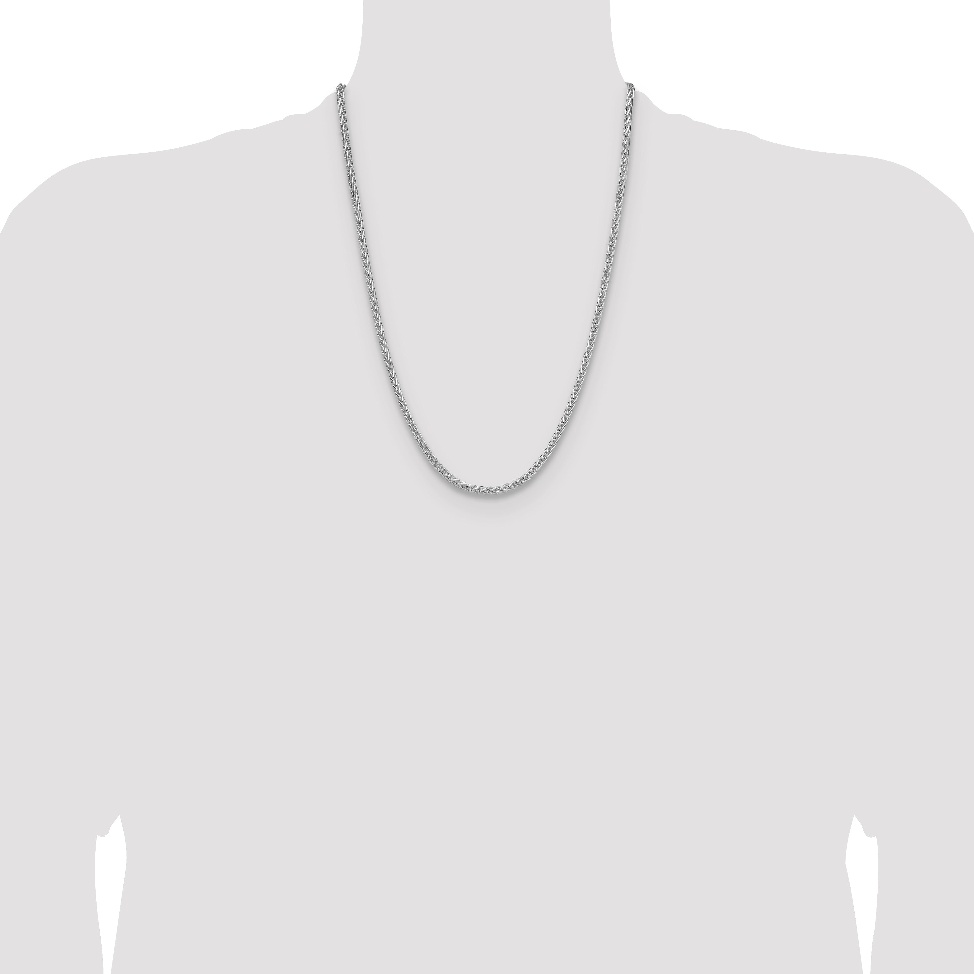 Sterling Silver Rhodium-plated 3.5mm Diamond-cut Square Spiga Chain