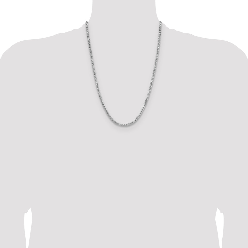 Sterling Silver Rhodium-plated 3.5mm Diamond-cut Square Spiga Chain