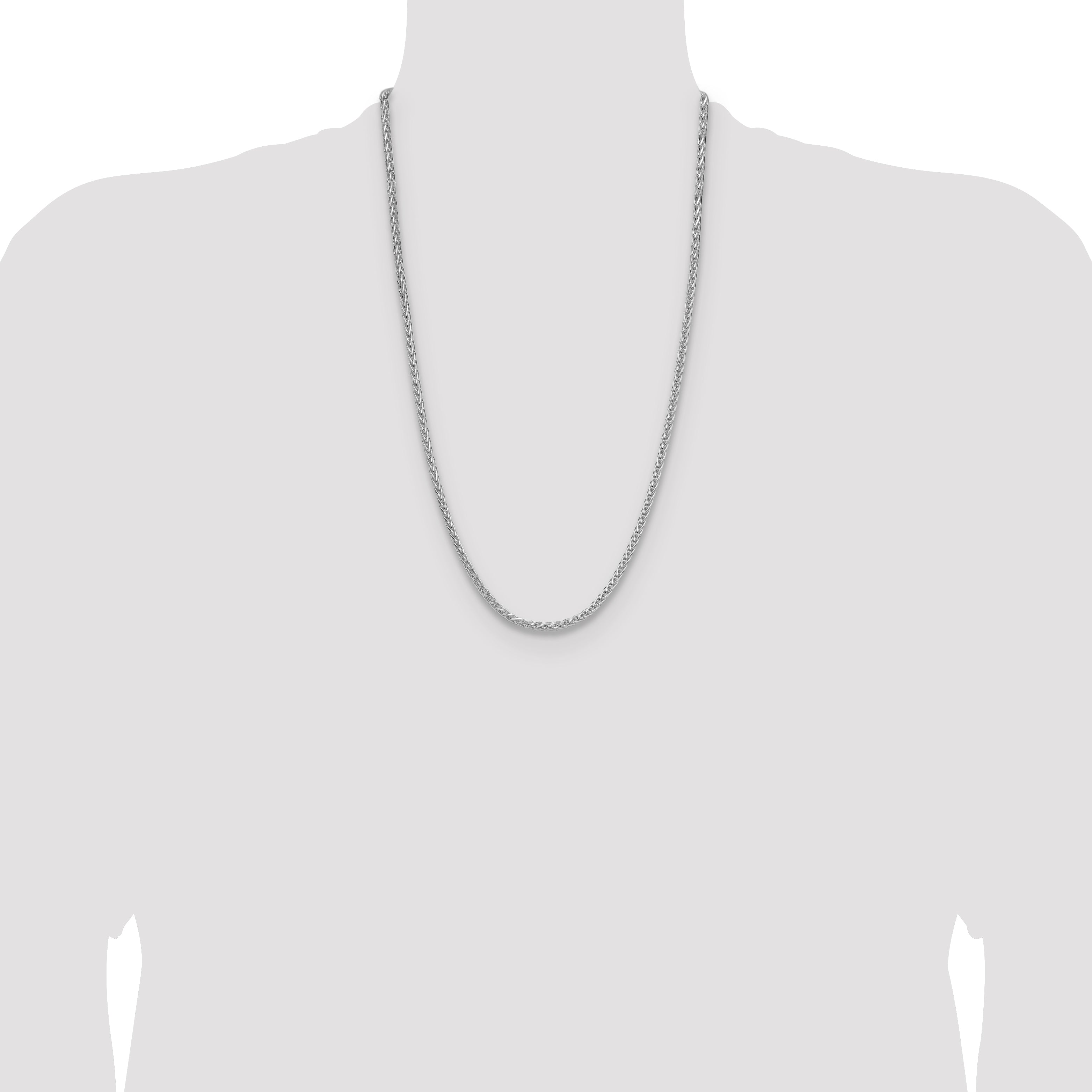 Sterling Silver Rhodium-plated 3.5mm Diamond-cut Square Spiga Chain