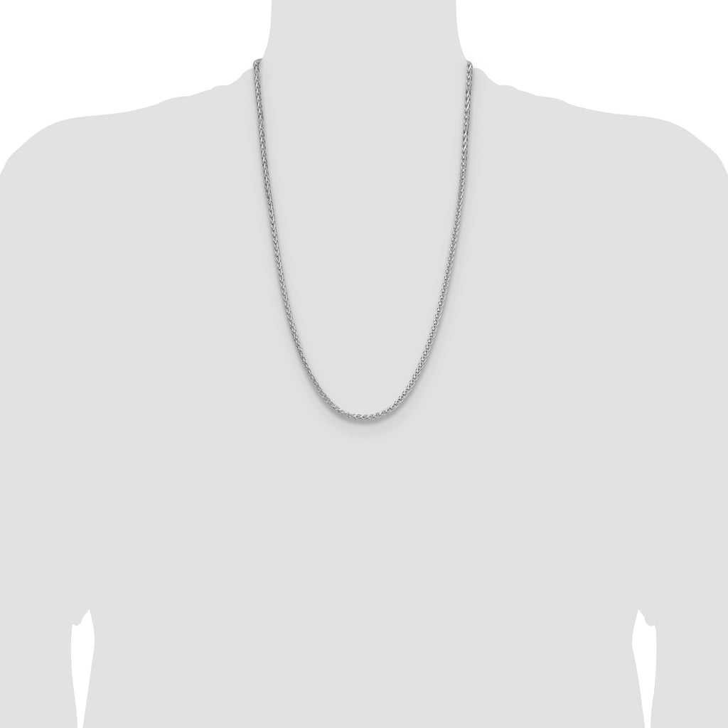 Sterling Silver Rhodium-plated 3.5mm Diamond-cut Square Spiga Chain