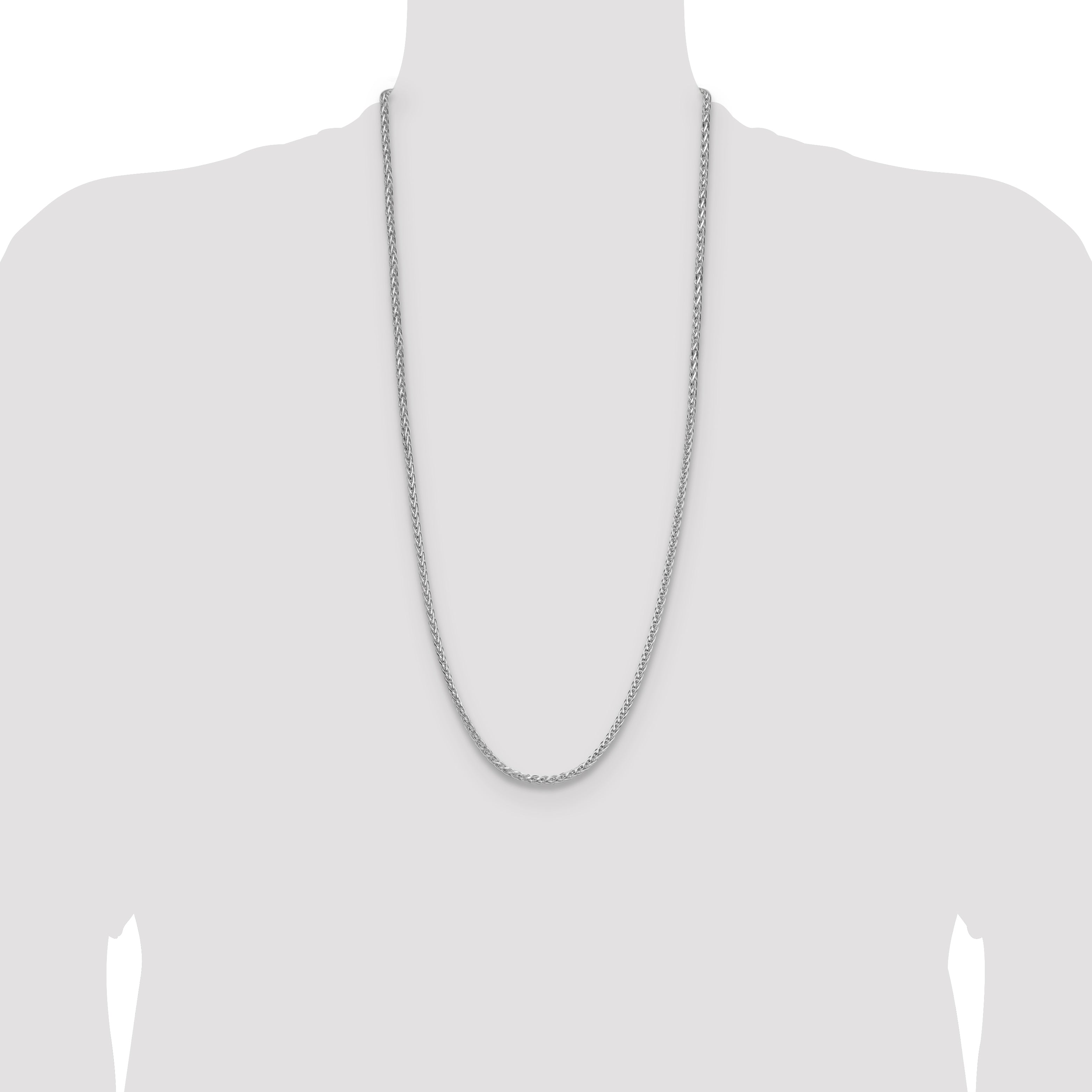 Sterling Silver Rhodium-plated 3.5mm Diamond-cut Square Spiga Chain