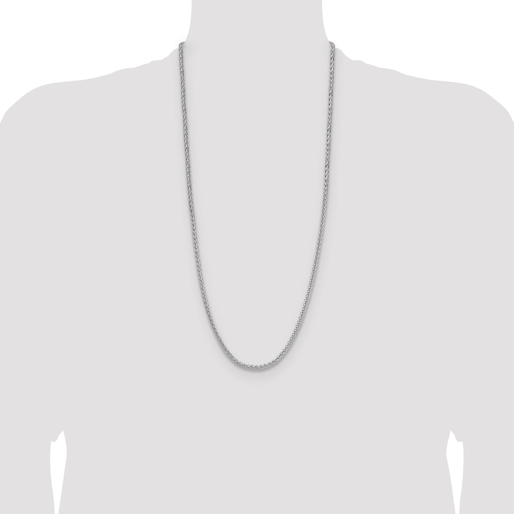 Sterling Silver Rhodium-plated 3.5mm Diamond-cut Square Spiga Chain