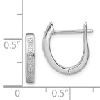 Sterling Silver Rhodium Diamond Hinged Hoop Earrings