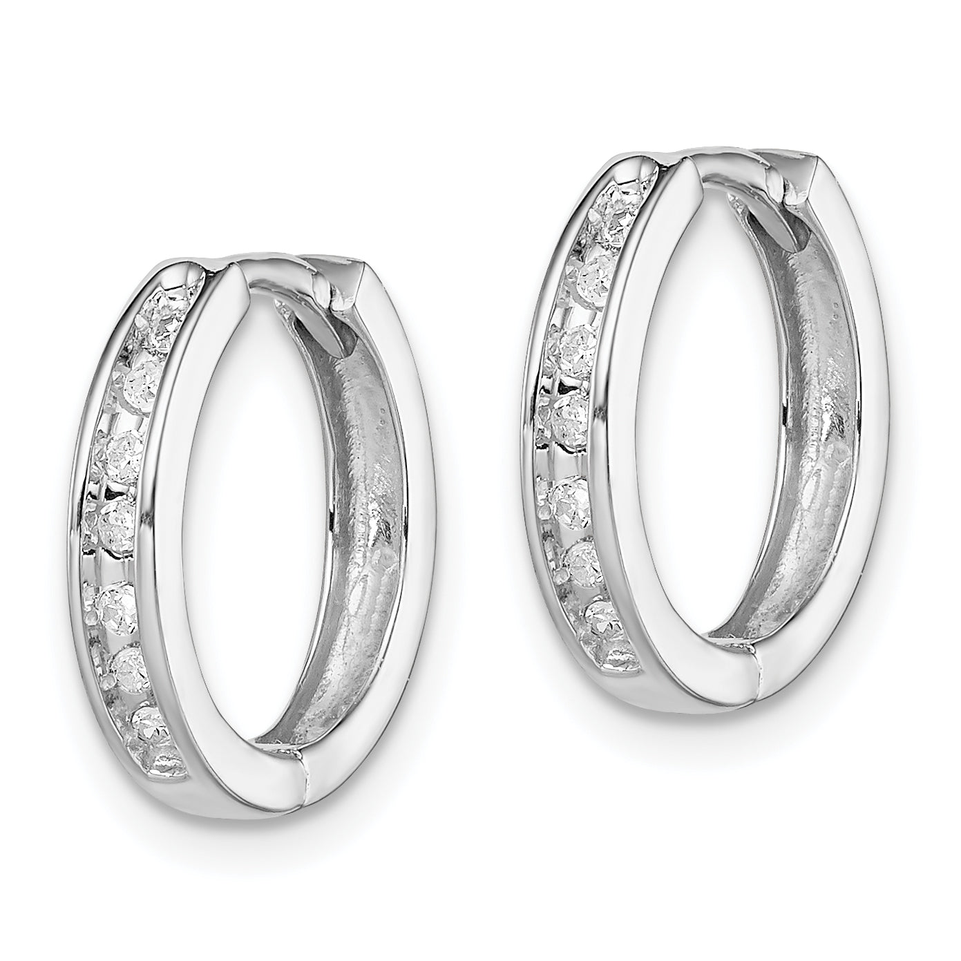 Sterling Silver Rhodium Diam. Huggie Earrings Secondary image