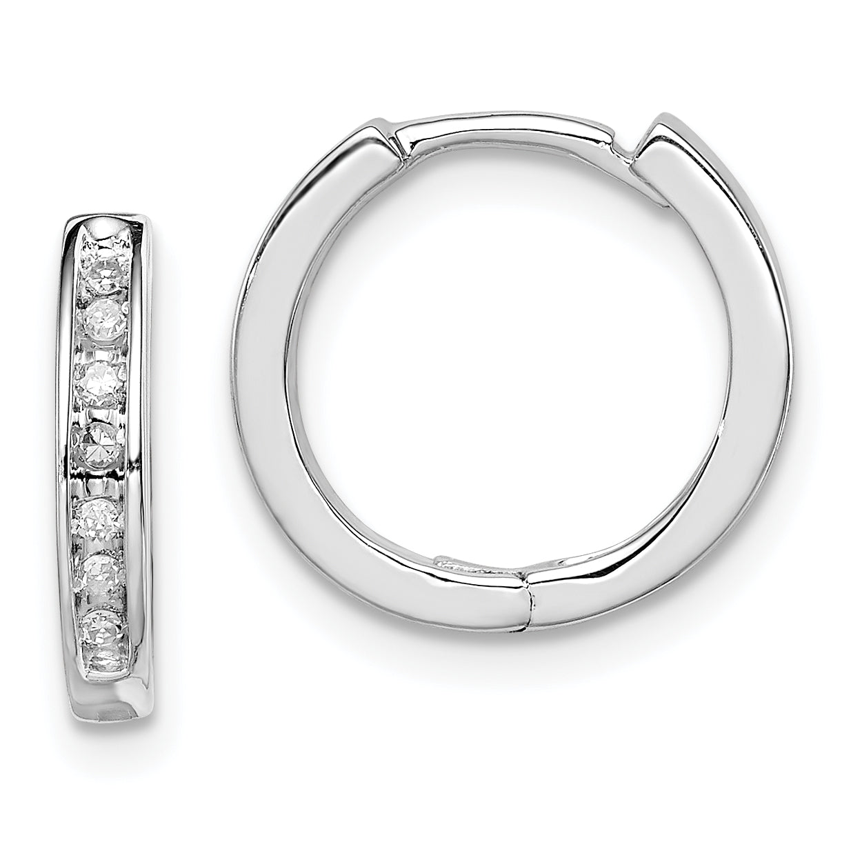 Sterling Silver Rhodium Diam. Huggie Earrings Main image