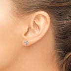 Diamond Cross Stud Earrings in Sterling Silver, 6mm (0.05 ct. tw.) - Sophia Jewelers