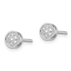 White Night Sterling Silver Rhodium-plated Diamond Circle Post Earrings