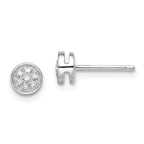 White Night Sterling Silver Rhodium-plated Diamond Circle Post Earrings
