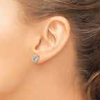 Diamond Heart Stud Earrings in Sterling Silver, 9mm (0.01 ct. tw.) - Sophia Jewelers