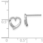 Sterling Silver Rhodium Diamond Heart Post Earrings