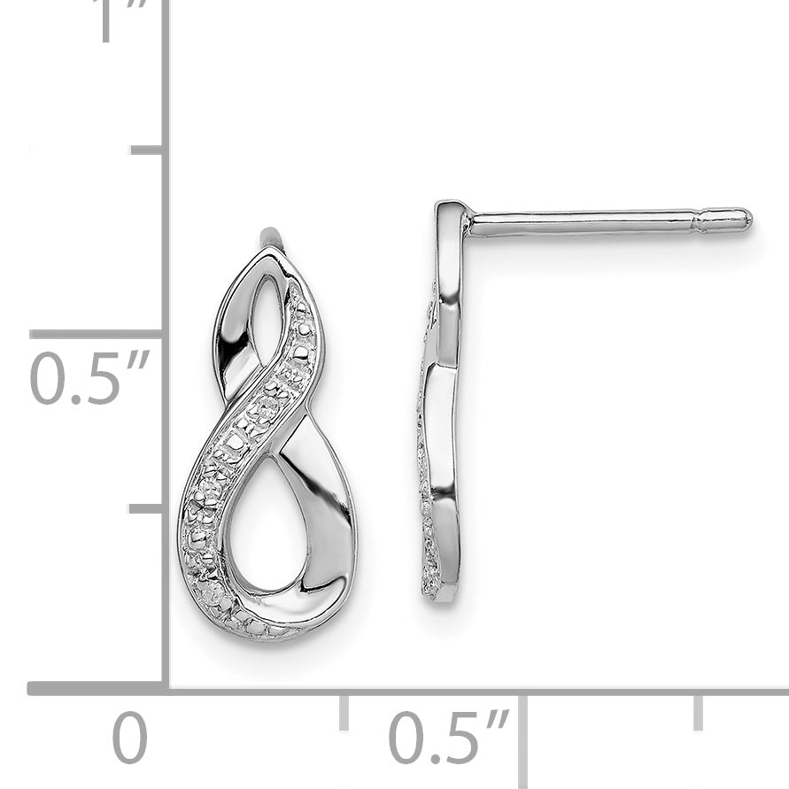 Sterling Silver Rhodium Diamond Post Earrings