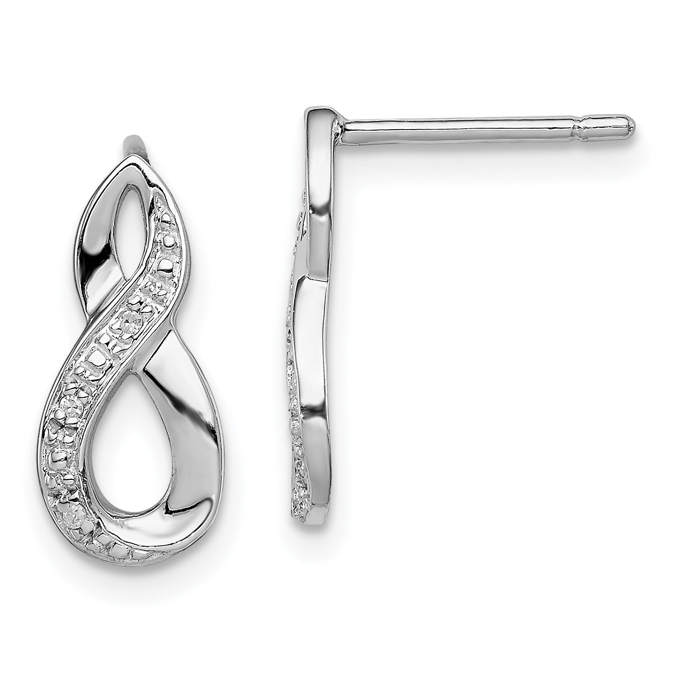 Sterling Silver Rhodium Diamond Post Earrings Main image