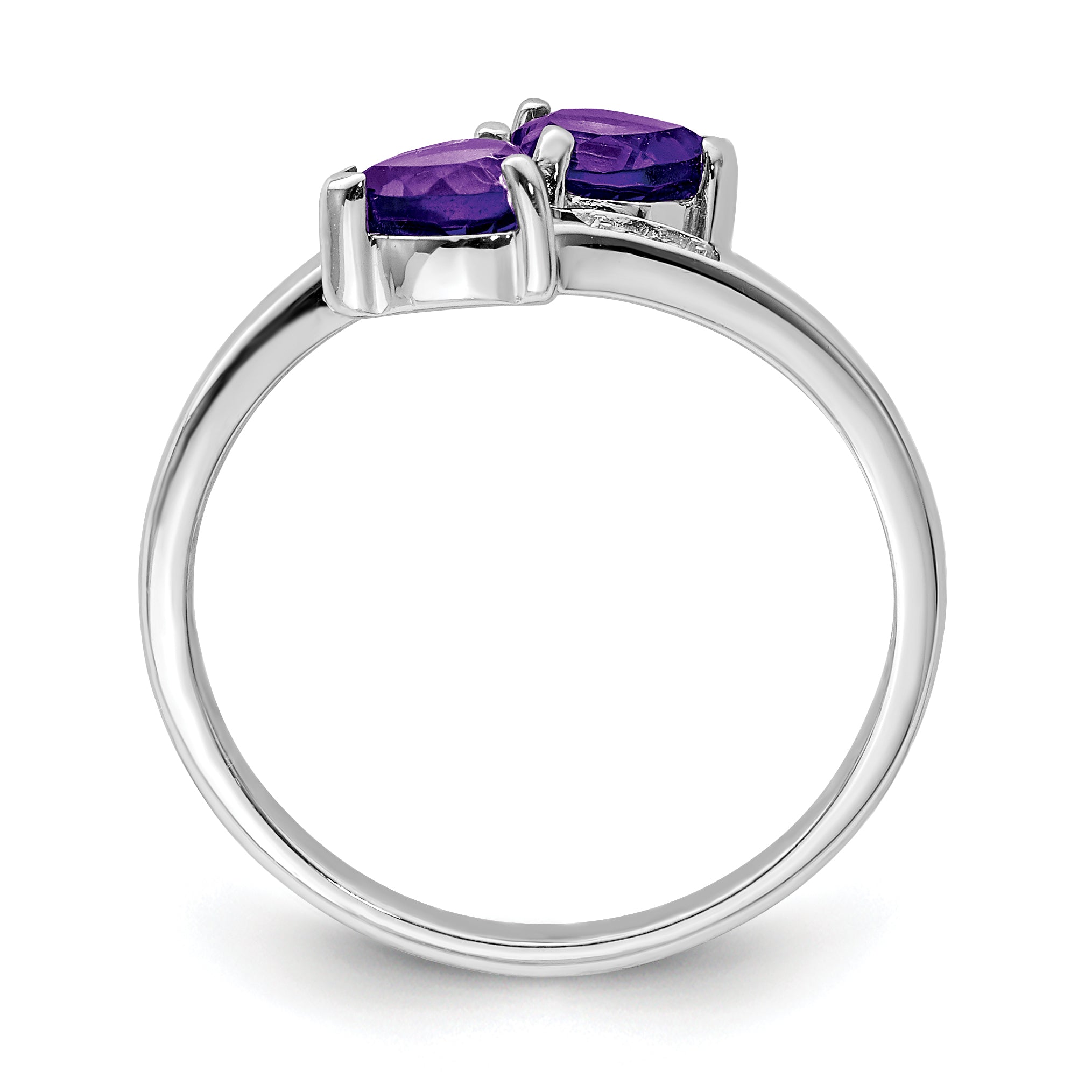 Sterling Silver Rhodium Amethyst & Diamond Heart Ring Secondary image