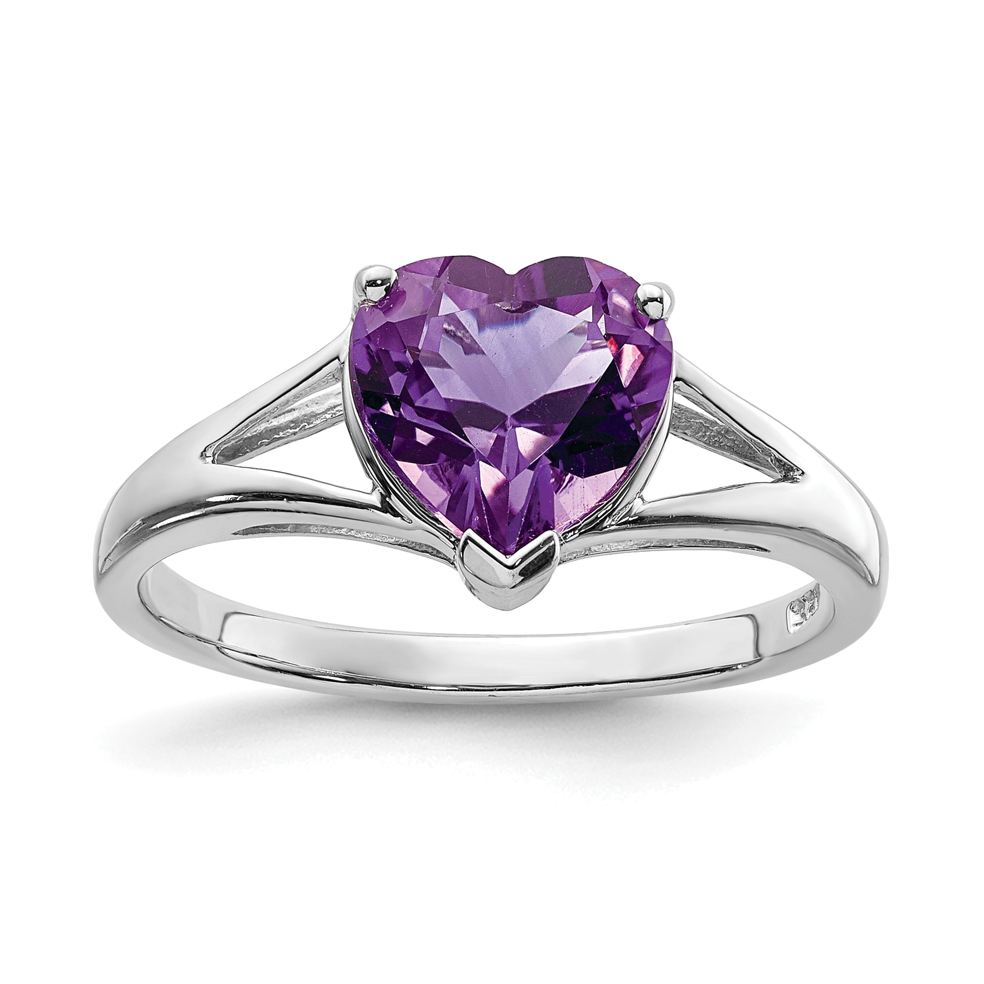 Sterling Silver Rhodium Amethyst Ring Main image