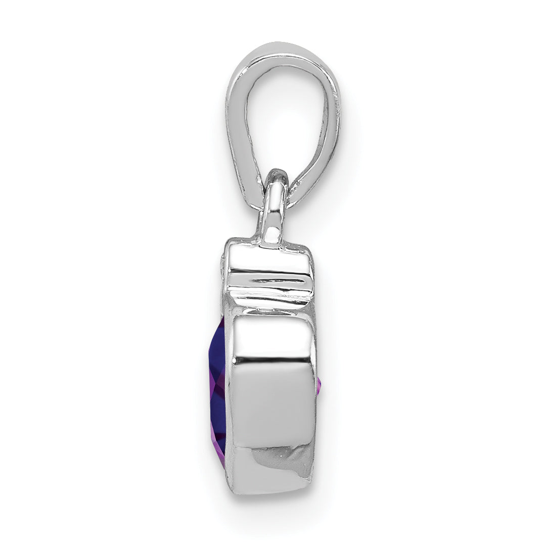 Sterling Silver Rhodium Plated Amethyst and Diamond Pendant Secondary image