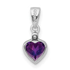 Sterling Silver Rhodium Plated Amethyst and Diamond Pendant