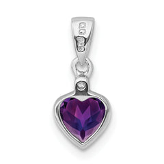 Sterling Silver Rhodium Plated Amethyst and Diamond Pendant