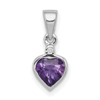 Sterling Silver Rhodium Plated Amethyst and Diamond Pendant