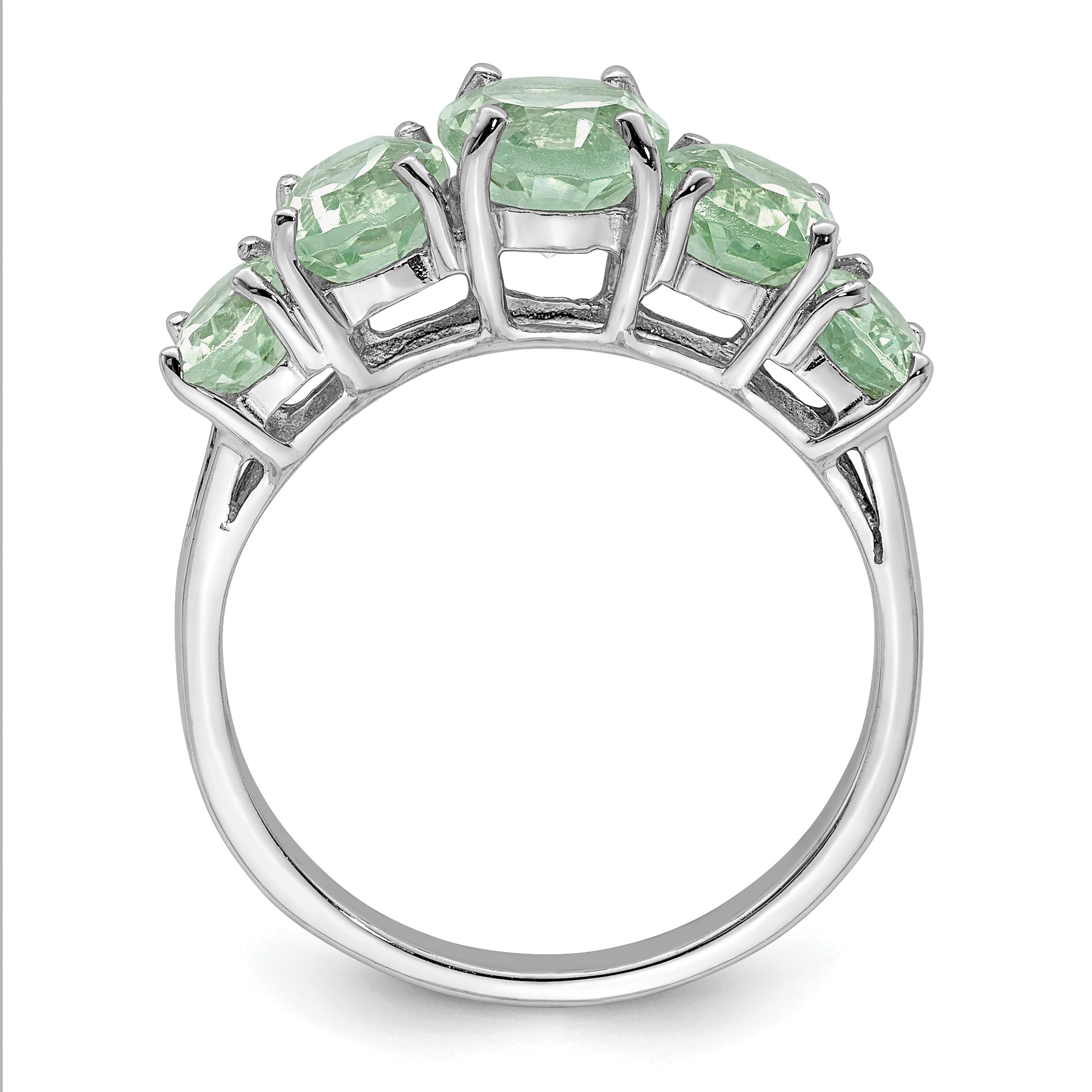 Sterling Silver Rhodium Green Quartz Ring Secondary image