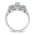 Sterling Silver Rhodium Green Quartz & Diamond Ring