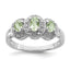 Sterling Silver Rhodium Green Quartz & Diamond Ring