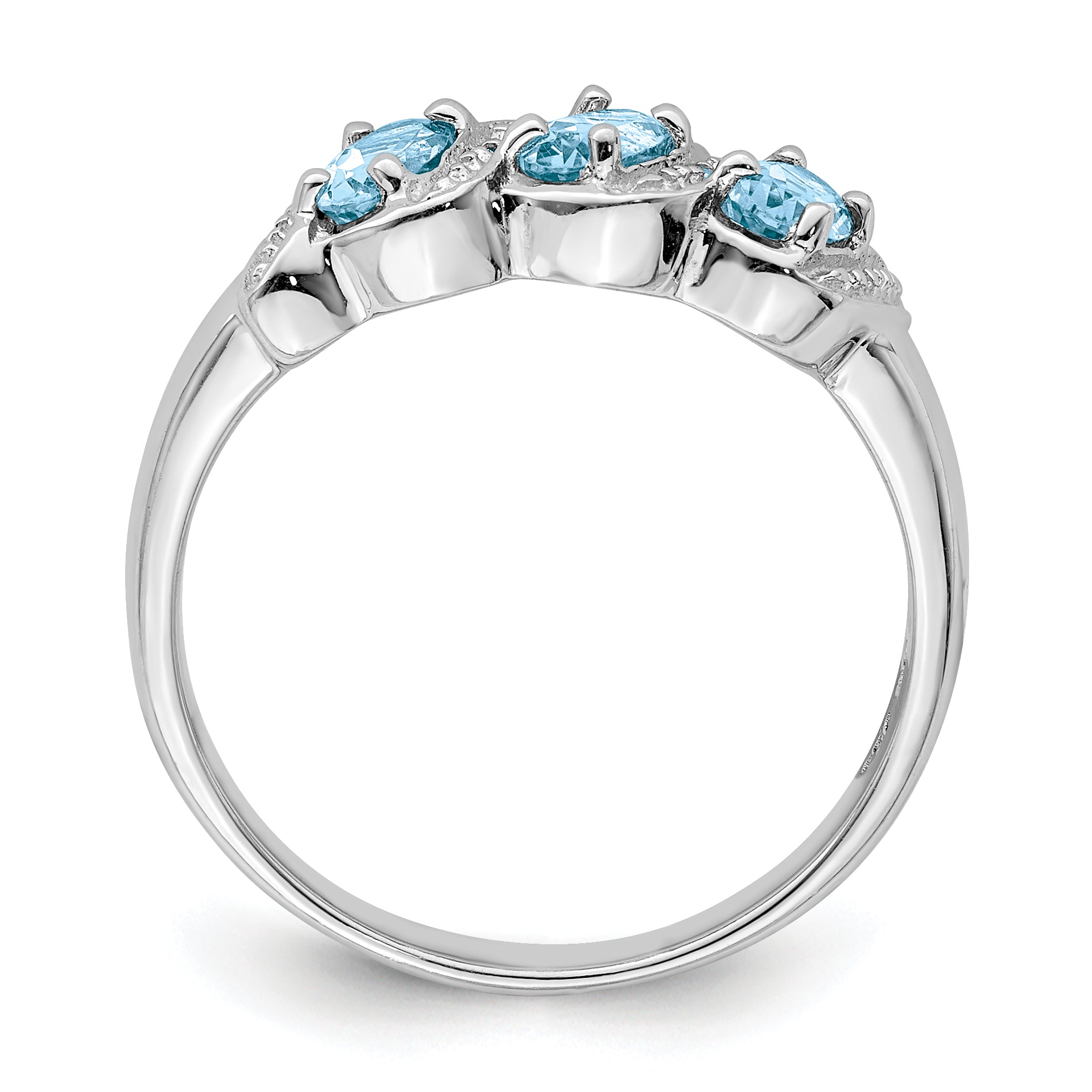 Sterling Silver Rhodium Light Swiss Blue Topaz & Diamond Ring Secondary image