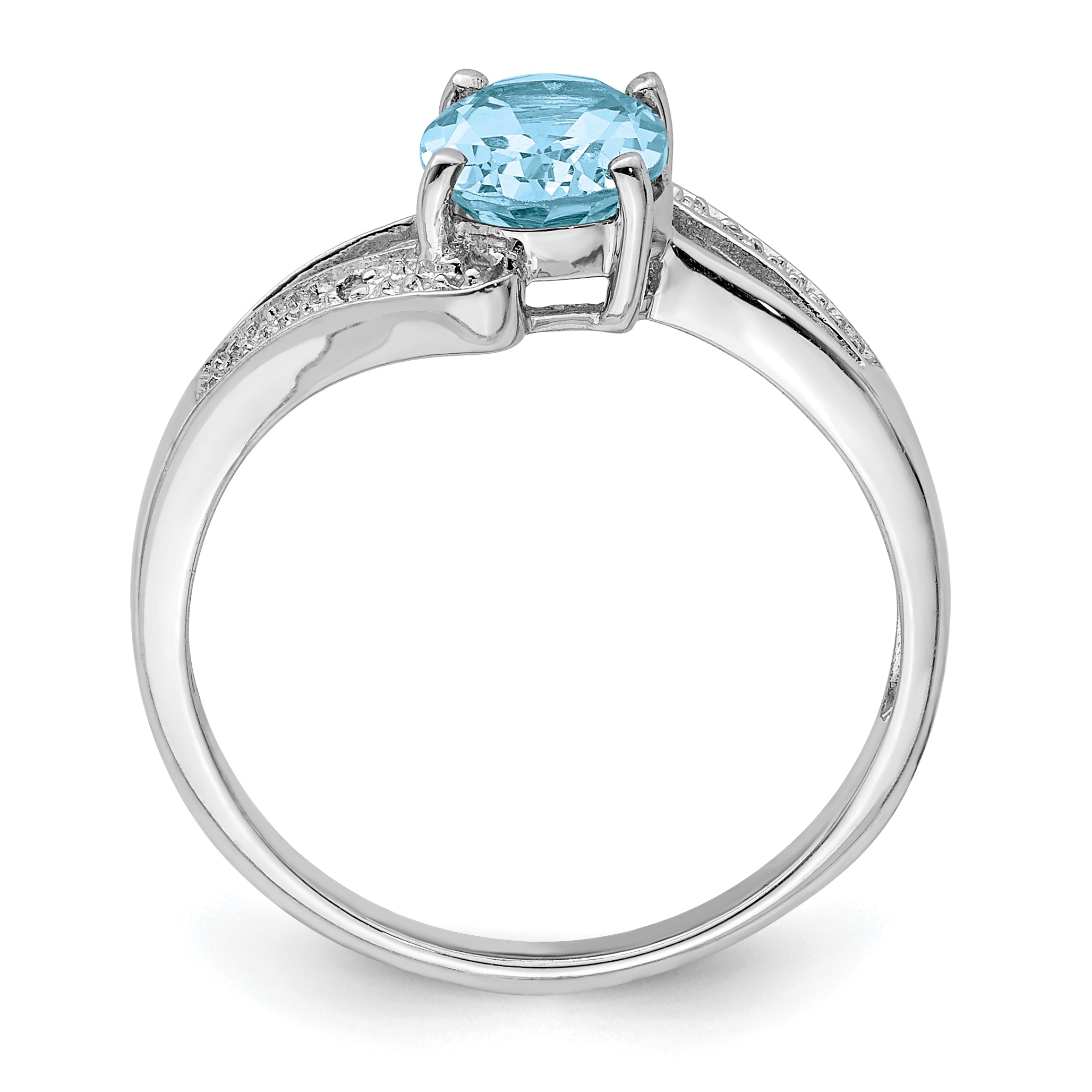 Sterling Silver Rhodium Light Swiss Blue Topaz & Diamond Ring Secondary image