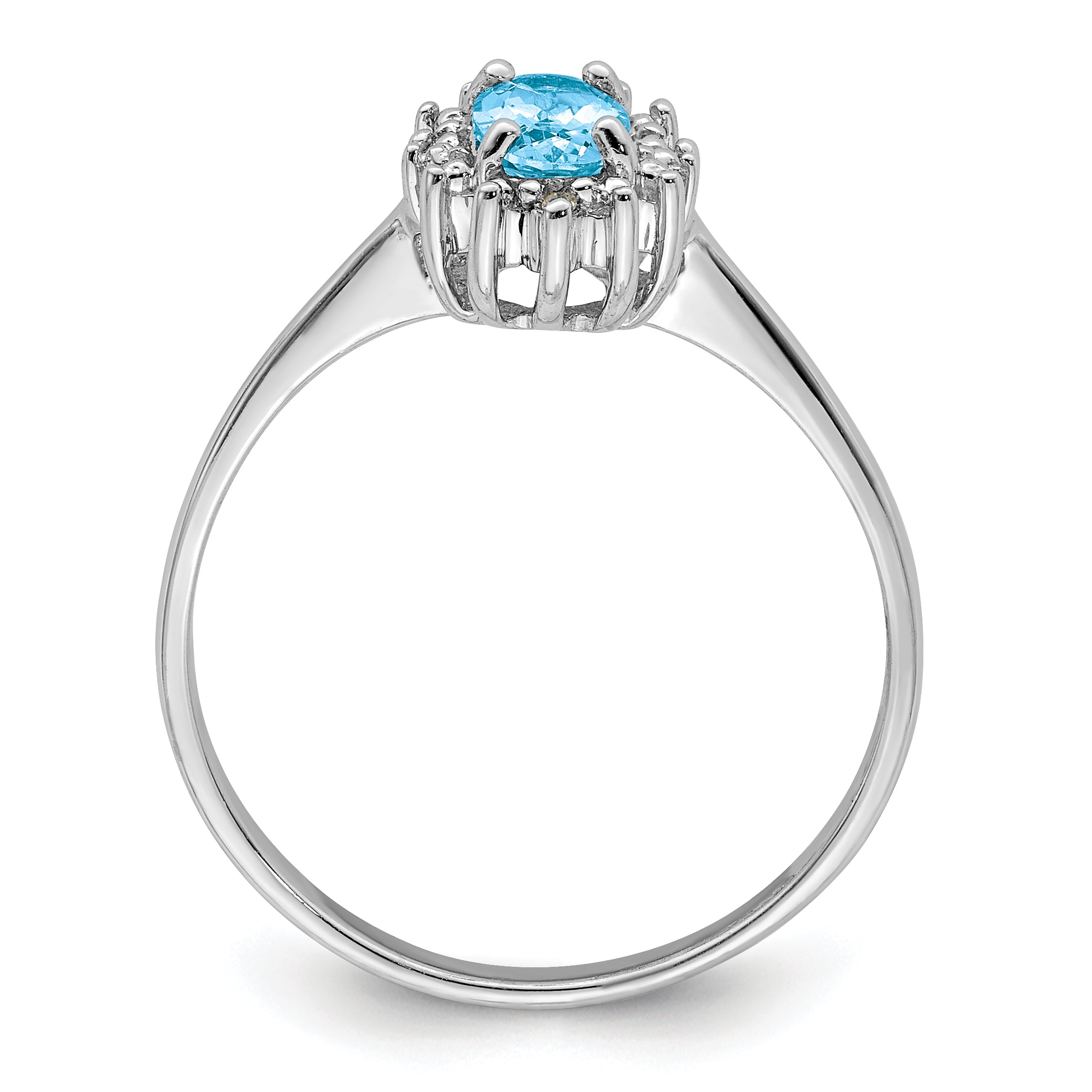 Sterling Silver Rhodium Swiss Blue Topaz Diamond Ring Secondary image