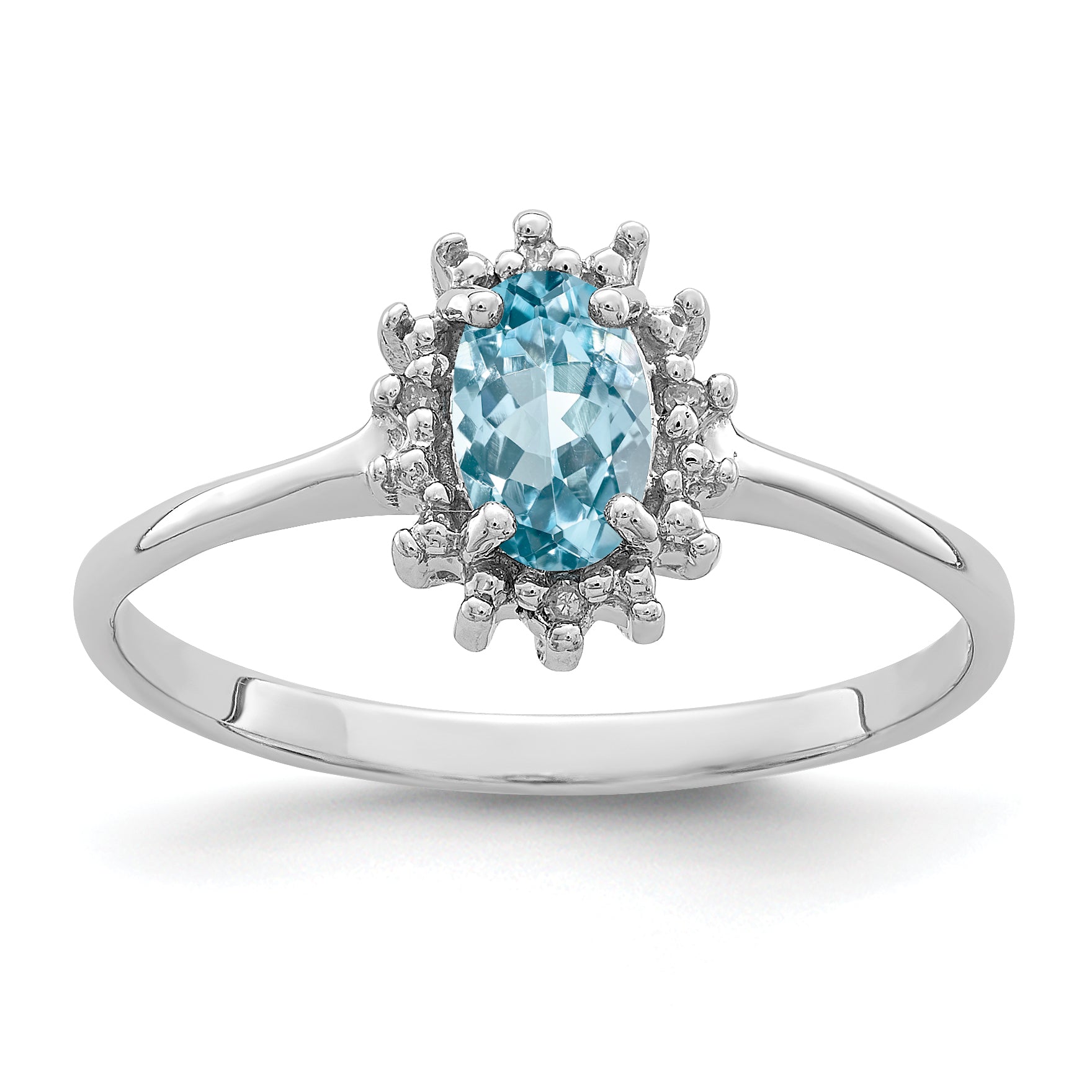 Sterling Silver Rhodium Swiss Blue Topaz Diamond Ring Main image