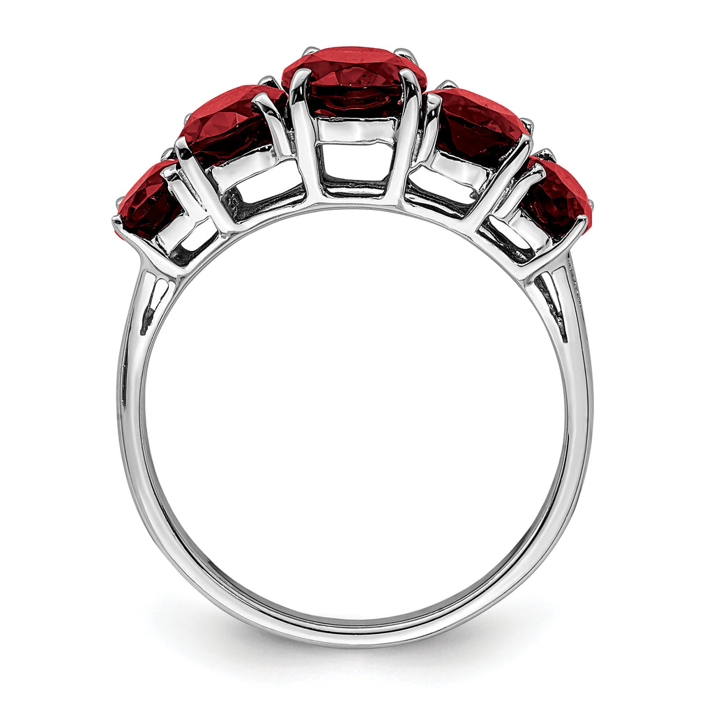 Sterling Silver Rhodium-plated Garnet Ring