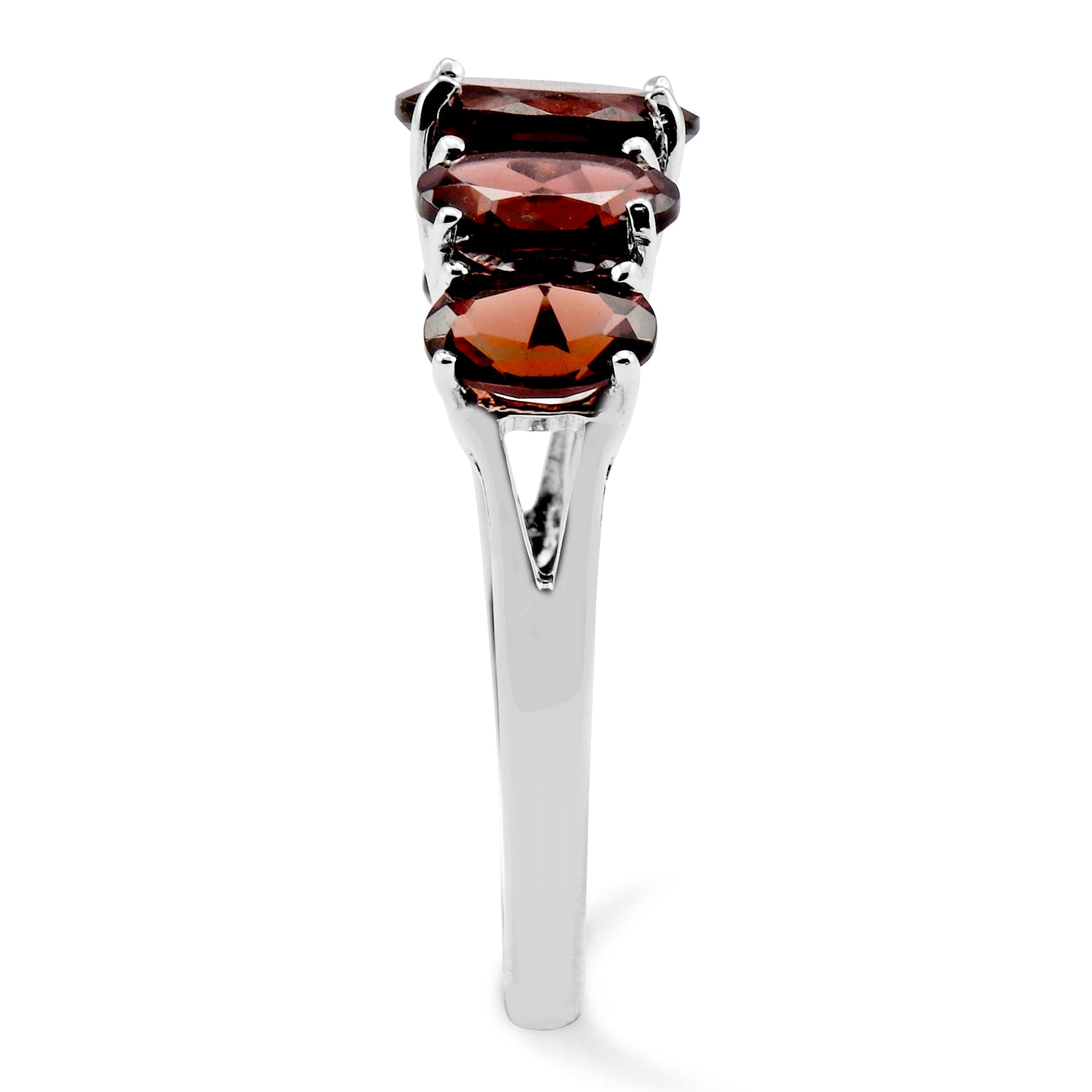Sterling Silver Rhodium-plated Garnet Ring