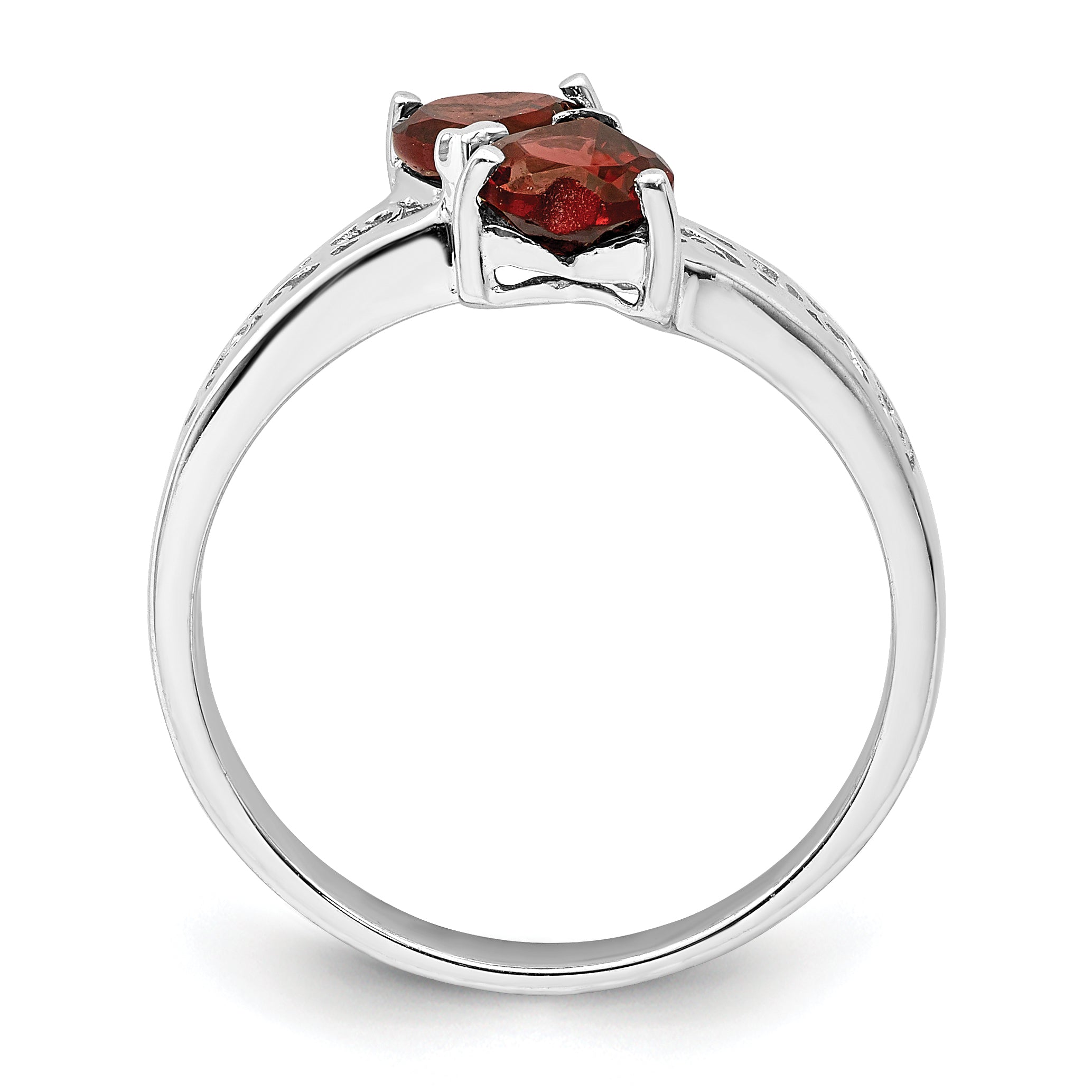 Sterling Silver Rhodium Garnet Heart Ring Main image