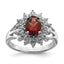 Sterling Silver Rhodium-plated Garnet & Diamond Ring