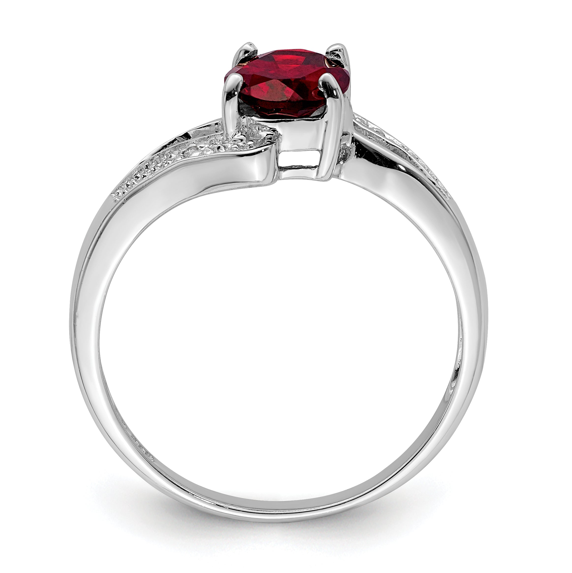 Sterling Silver Rhodium-plated Garnet & Diamond Ring Secondary image